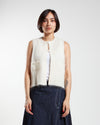 Beams Boy off-white China button vest, front view