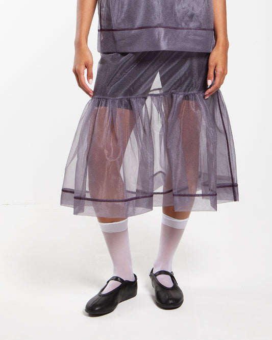 Rhodolirion Single Tiered Skirt - Sheer Tricot Grey
