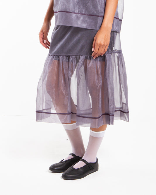 Rhodolirion Single Tiered Skirt - Sheer Tricot Grey