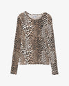Ganni Leopard Printed Mesh Long-sleeve Blouse