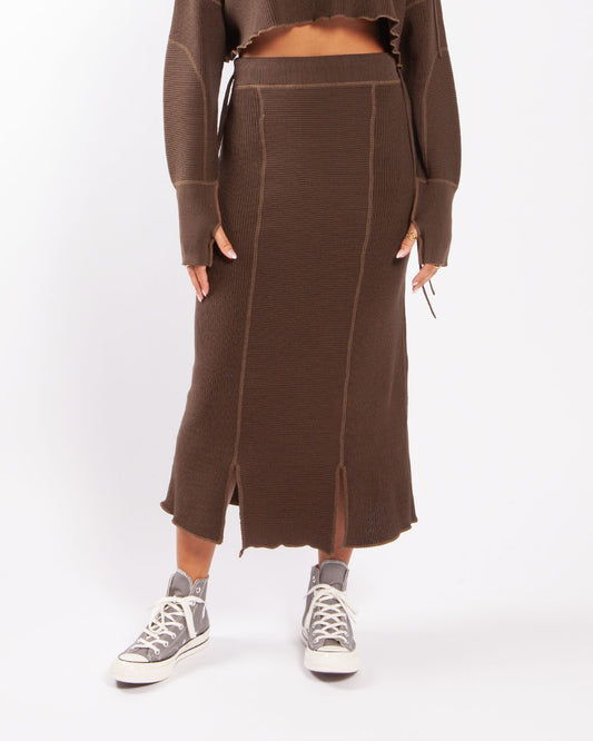Beams Boy O. Mil Knit Skirt Dark Brown