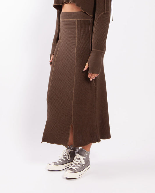 Beams Boy O. Mil Knit Skirt Dark Brown