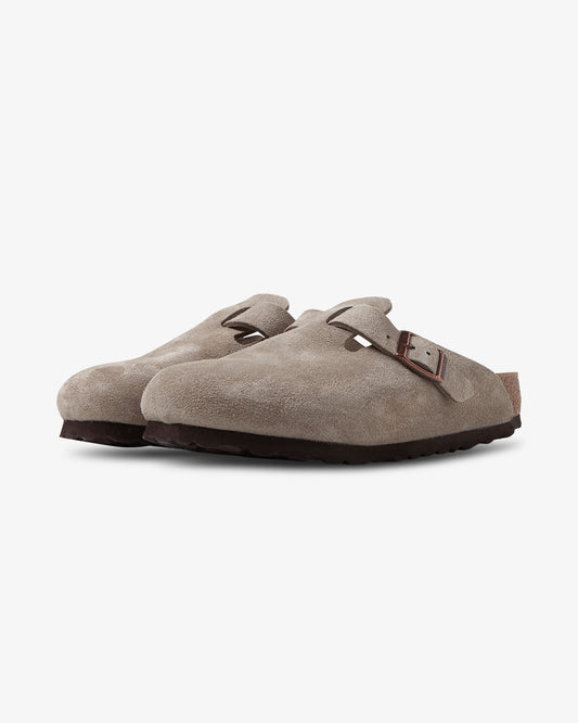 Birkenstock Boston Suede Taupe SFB Narrow Fit