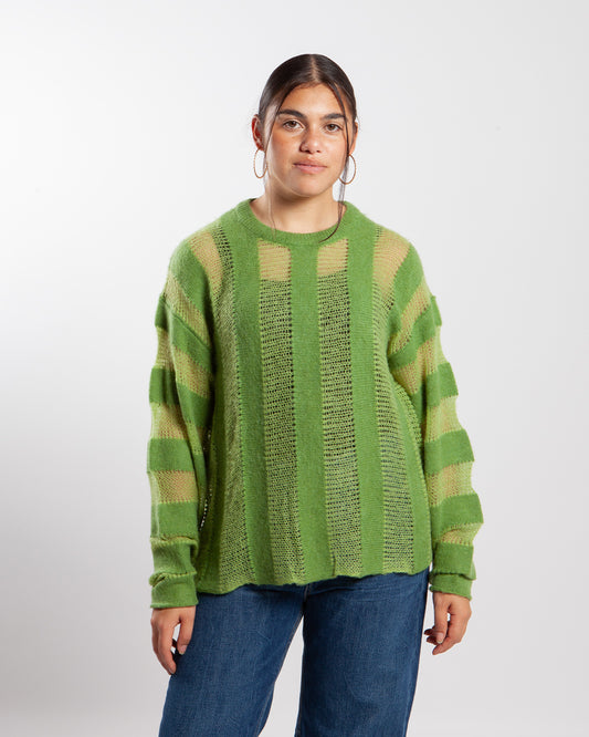 Brain Dead Fuzzy Threadbare Sweater Green