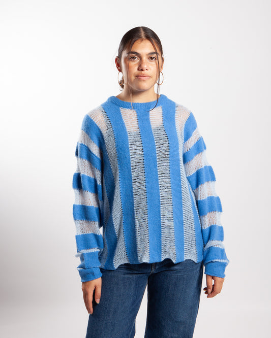 Brain Dead Fuzzy Threadbare Sweater Light Blue