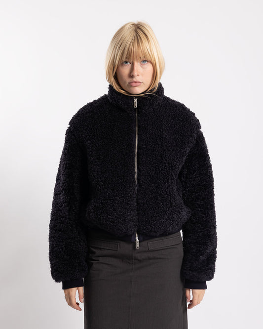 COOR Curly Fake Fur Jumper Navy