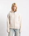 COOR Reversible Boucle Knit Hooded Zip-Up Ivory