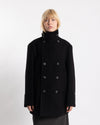 COOR Virgin Wool Broken Brush Pea Coat Black