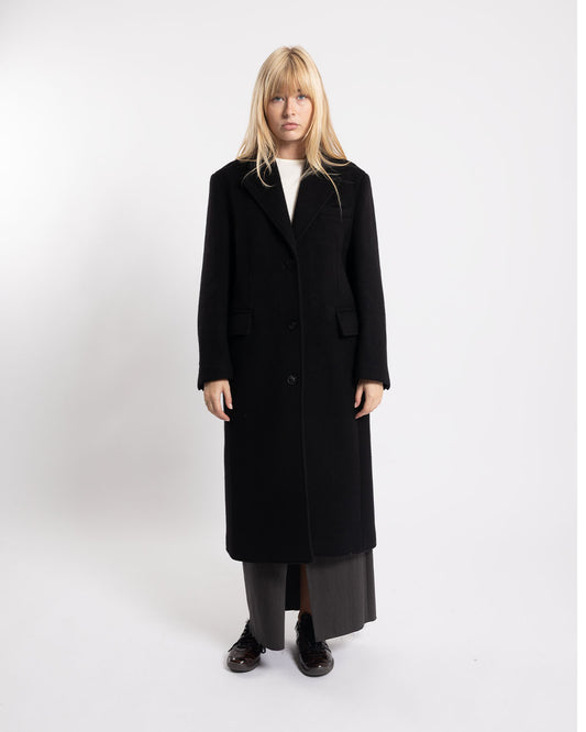 COOR Wool Cashmere Blend Single Coat Black