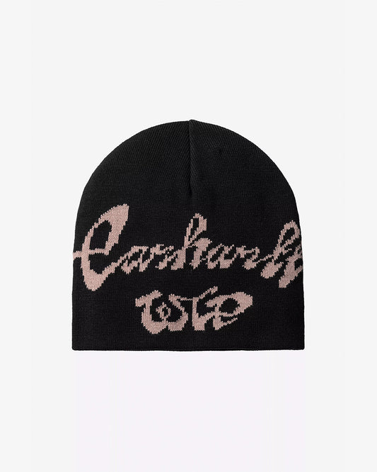 Carhartt WIP Chedda, Beanie Black, front view, flat lay