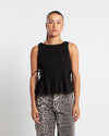 Ganni Cotton Smock Tie Top Black