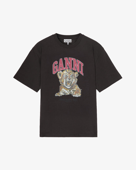 Ganni Heavy Cotton Jersey Tiger Caviar Black