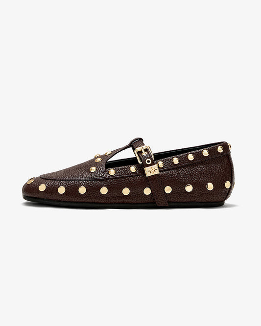 Ganni Mary Jenny Studs Grained Chicory Coffee