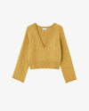 Ganni Melange Mohair Deep V-neck Custard