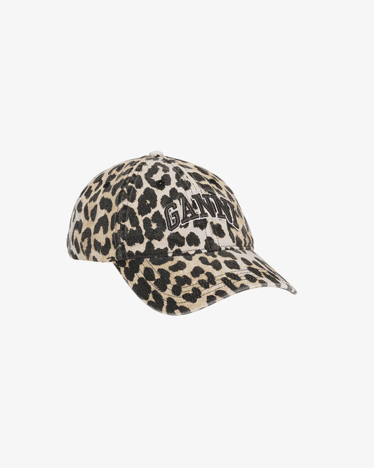 Ganni Leopard Canvas Cap