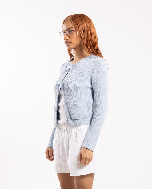 Kijun Double Corsage Cardigan Sky Blue