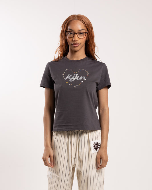 Kijun Pebble Heart Tee Charcoal