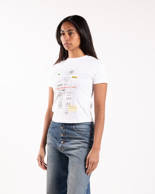 MM6 Maison Margiela Print Cropped Tee White