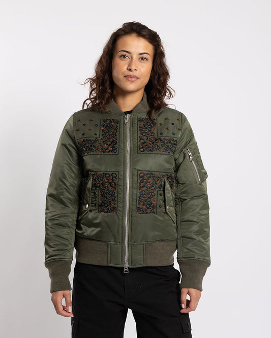 Nomarhythm Textile Bandana Embroidery Flight Jacket Olive
