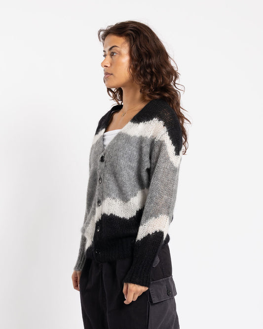 Nomarhythm Textile Multi Colour Mohair Cardigan Black/Grey