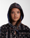 Nomarhythm Textile Paisley Silk Hoody Scarf Navy