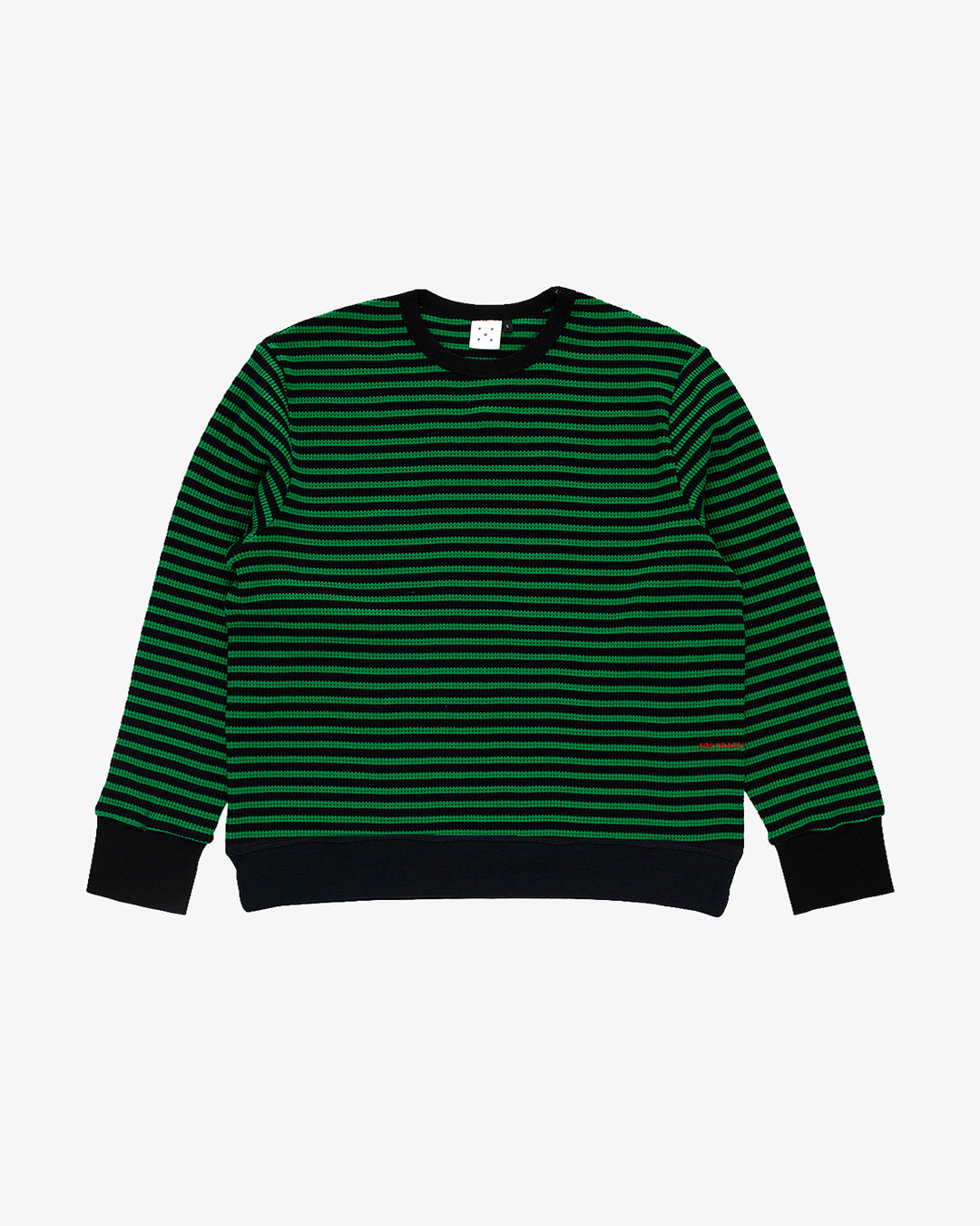 Pop Trading Company Striped Waffle Crewneck Juniper/Black