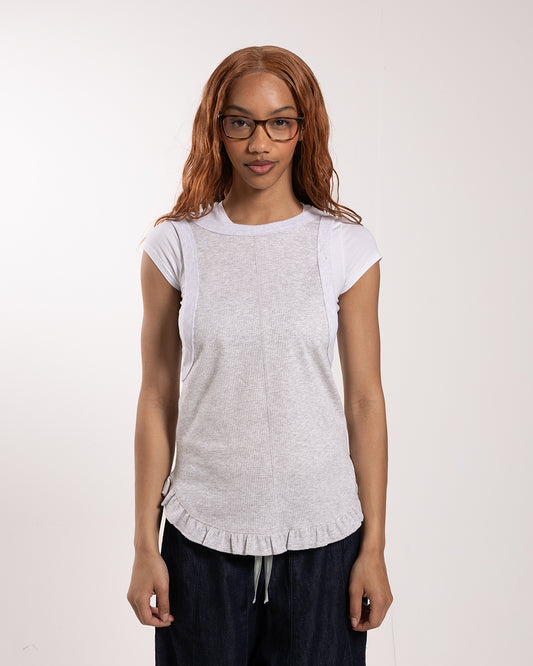 Rhodolirion Ribbed Frill Tank Top Grey