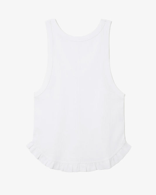 Rhodolirion Ribbed Frill Tank Top White