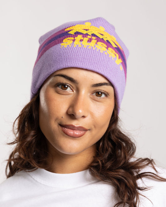 Stüssy Stripe Ski Beanie Purple