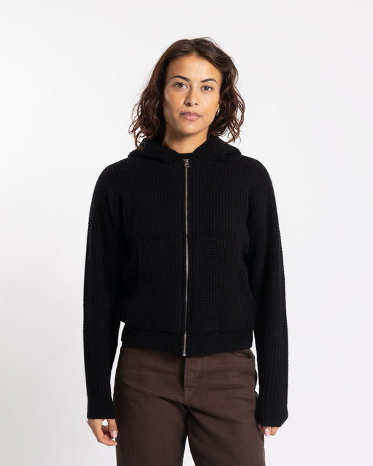 Stüssy Waffle Cashmere Zip Hood Black