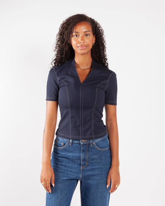 Wood Wood Martina Sporty Tailored Top Navy