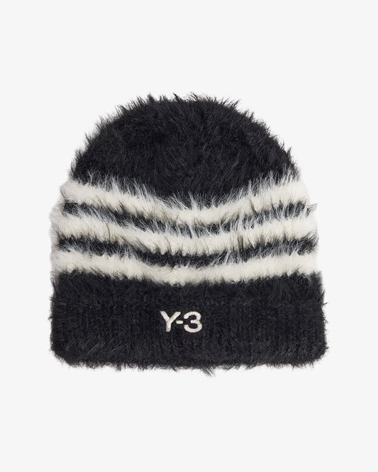 Y-3 Stripes Beanie Black/White