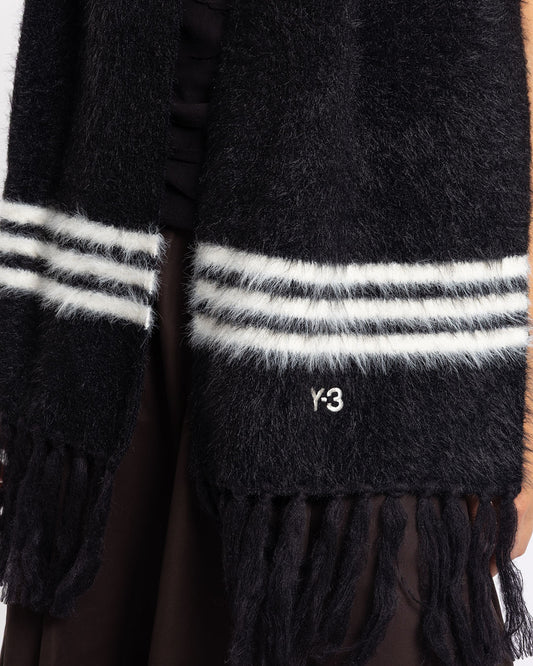 Y-3 Stripes Scarf Black