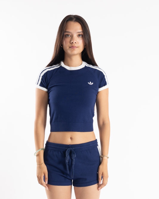 adidas Knit Tee Dark Blue/White, front view