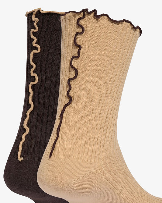 adidas Ruffle Crew Socks Beige/Brown