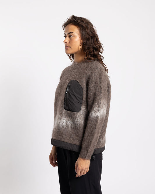 and wander Jacquard Shaggy Knit Crewneck Brown