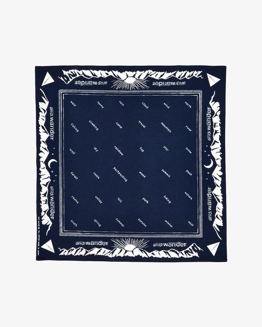 and wander Reflective Words Bandana Navy