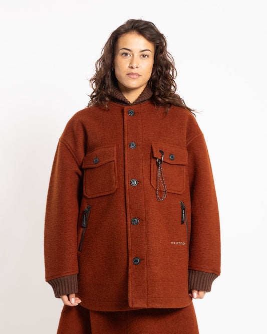 and wander Wool Shaggy Jacket Long Brown