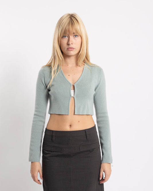COOR Wool Hook Fitted Cardigan Dusty Mint