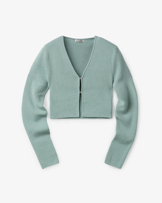 COOR Wool Hook Fitted Cardigan Dusty Mint