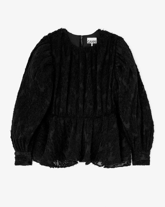 Ganni Blouse Fil Coupe Black