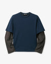 COOR Layered Mix Cut Long-Sleeve T-Shirt Dark Navy