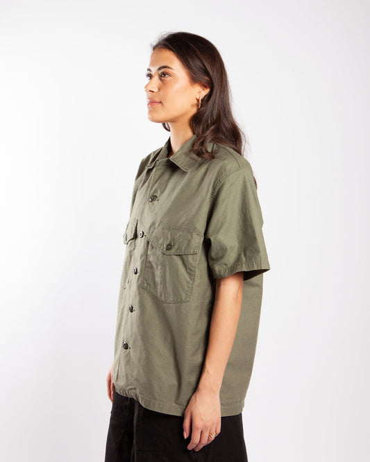 Needles S/S Fatigue Shirt - Back Sateen Olive
